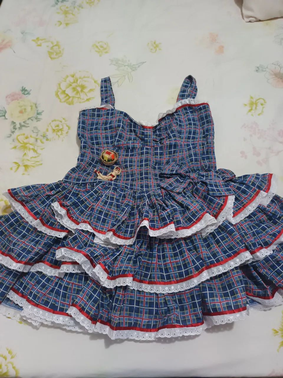 Vestido Xadrez azul com Babados - Foto 3