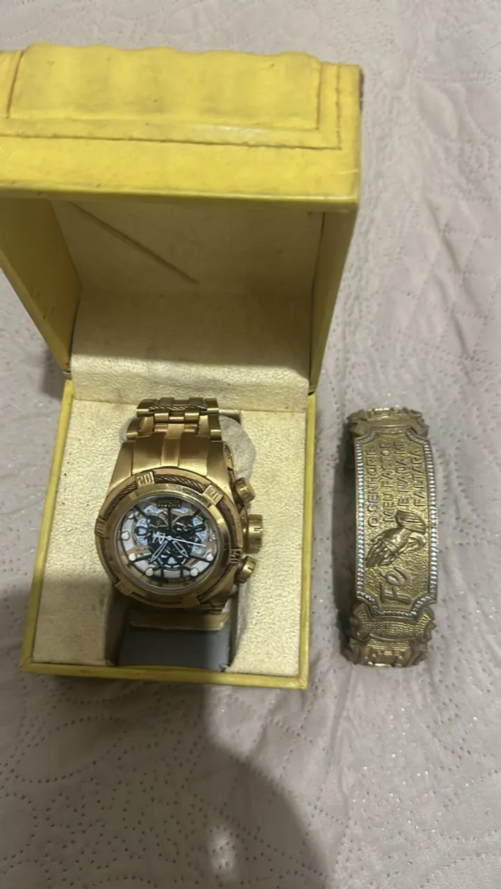 Relógio Invicta Dourado + Pulseira Exclusiva