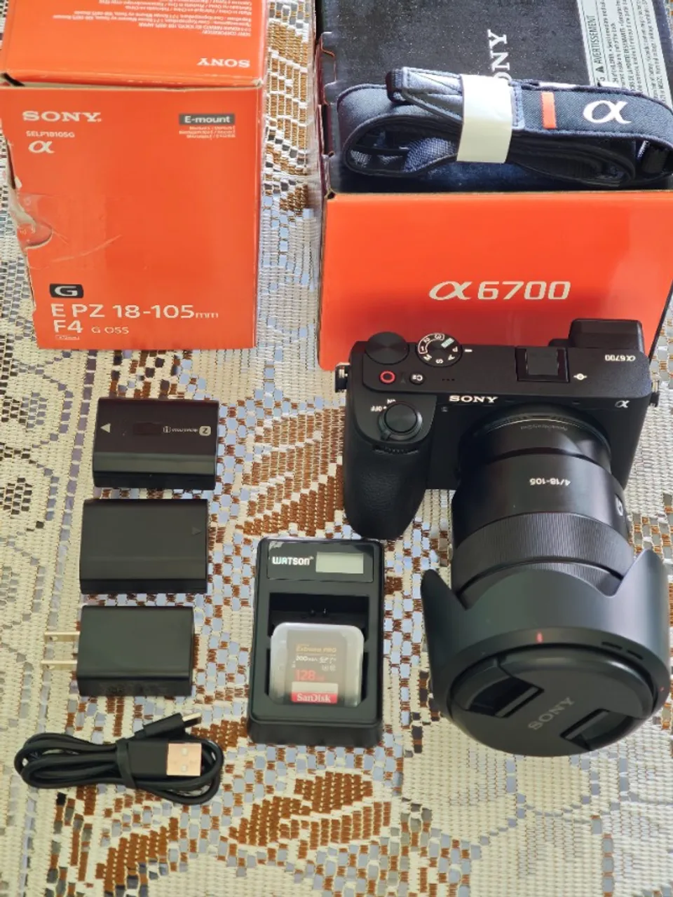 Camera A6700 nova + cartão 128gb + bateria extra + carregador + bolsa