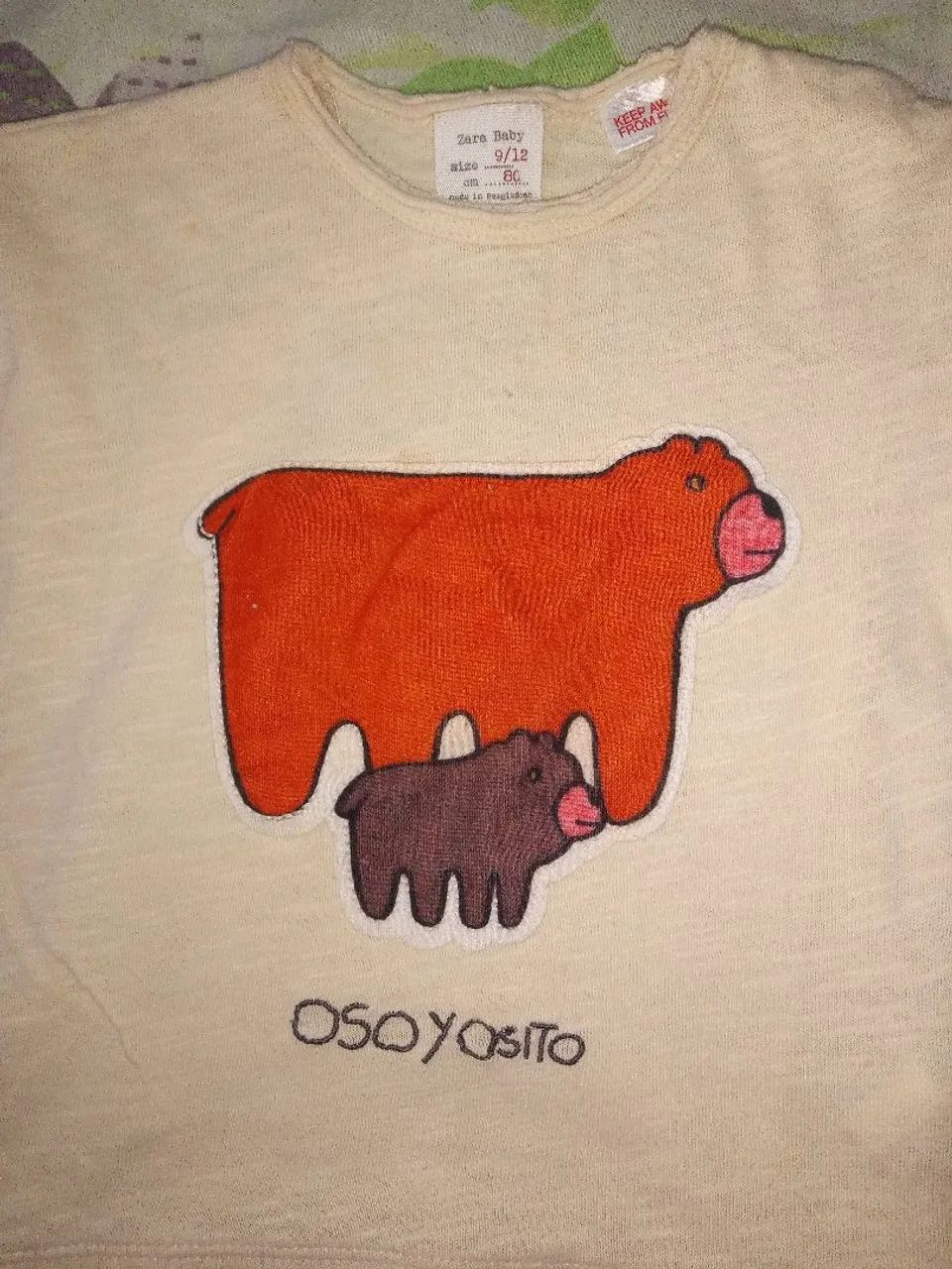 Camiseta Zara Bebê com Urso - Tamanho 9-12 - Foto 2