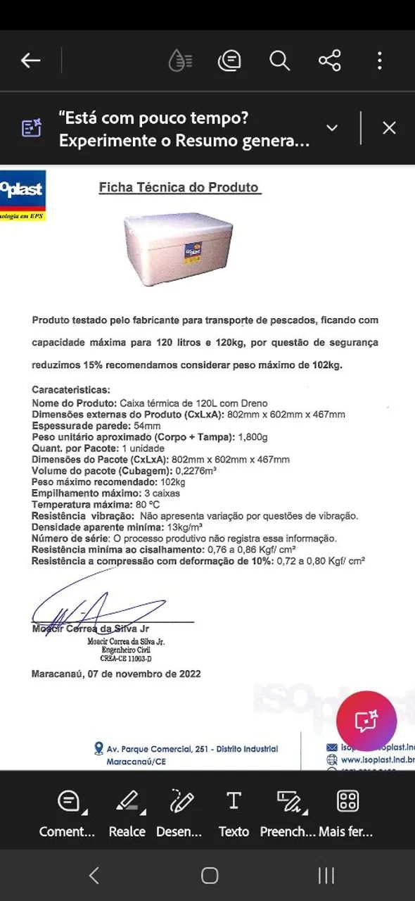Caixa isopor 120lts  - Foto 2