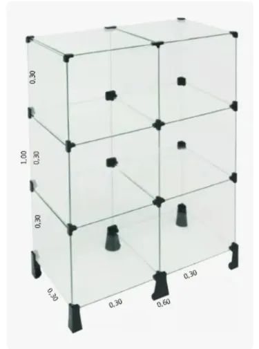 Balcao vitrine de vidro 6 modulos 