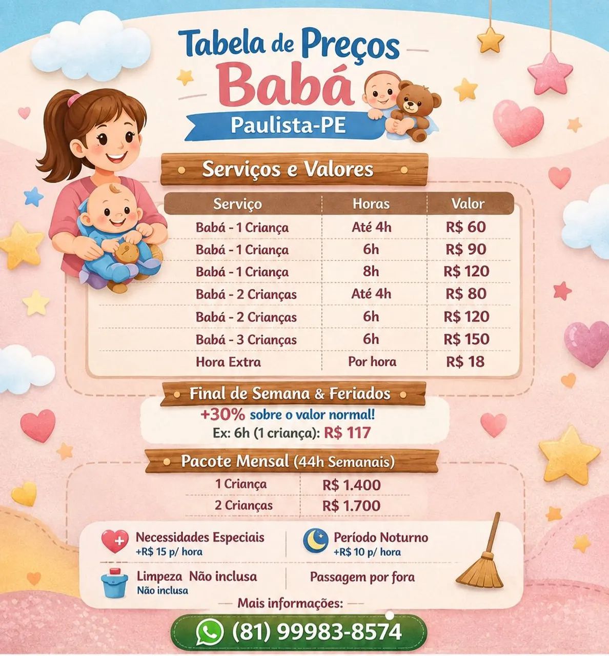 Eu trabalho como babá 