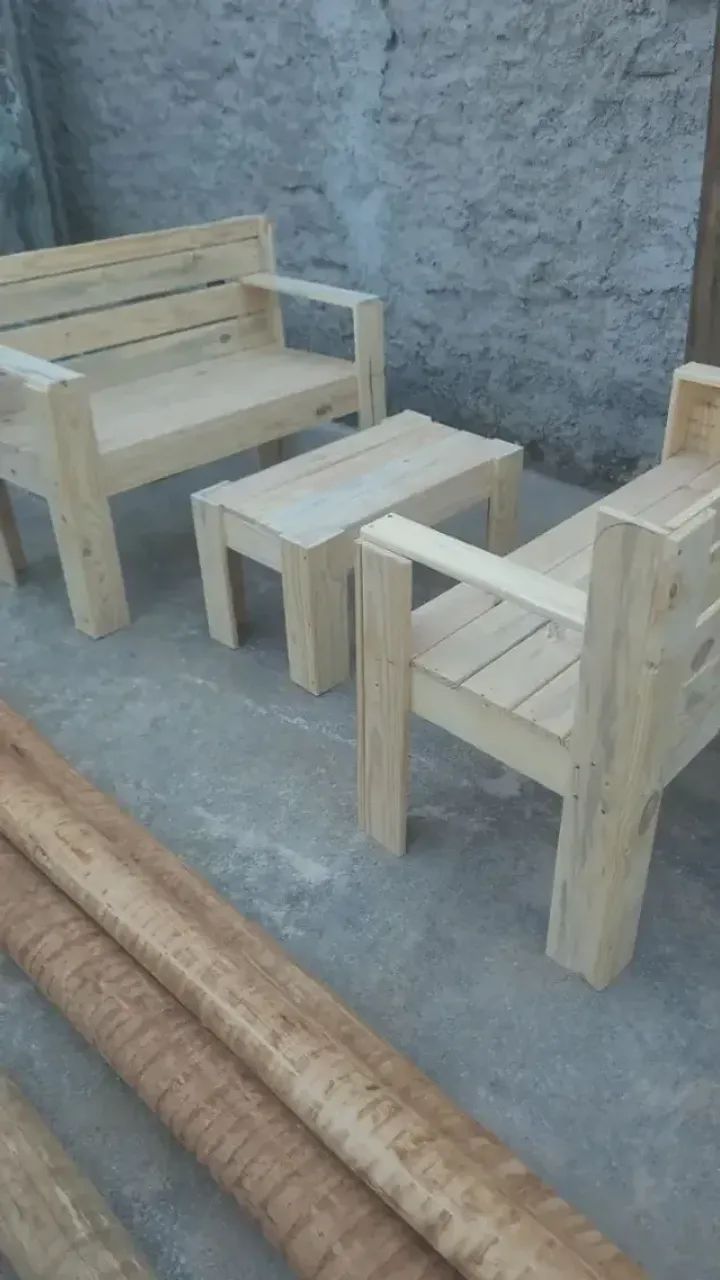 CONJUNTO COMPLETO RÚSTICO: 2 Namoradeiras + Mesa de Centro - Foto 4