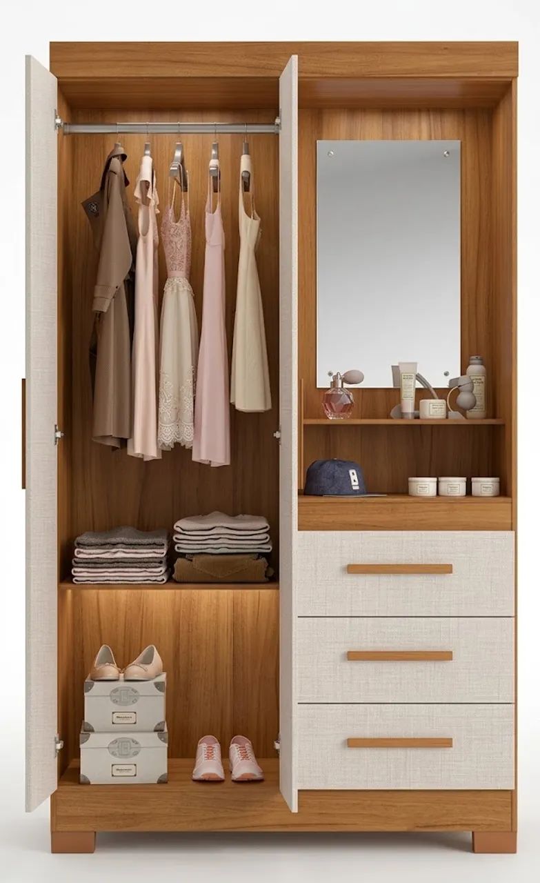 Guarda Roupa Solteiro com Espelho - FRETE E MONTAGEM GRÁTIS! - Foto 2