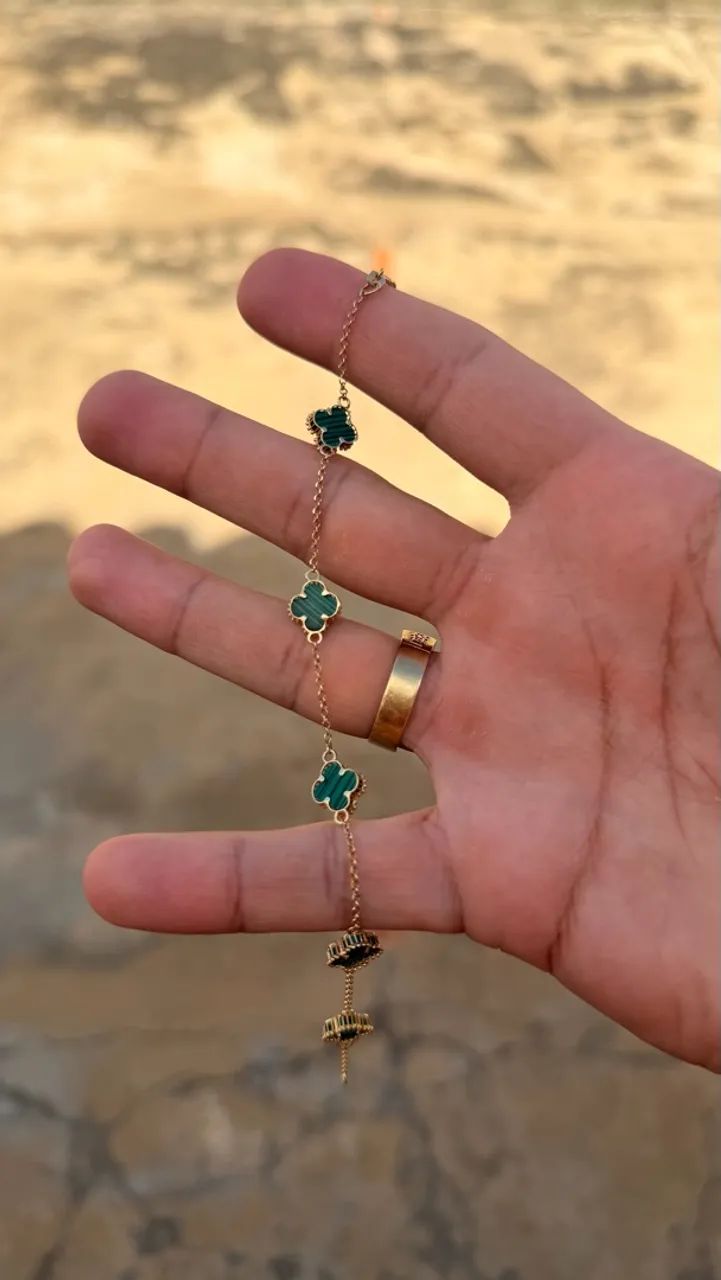 Pulseira de Ouro 18k Trevo Malaquita - Foto 2