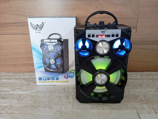 Caixa de Som 15w Bluetooth Muito Forte Recarregável com Led