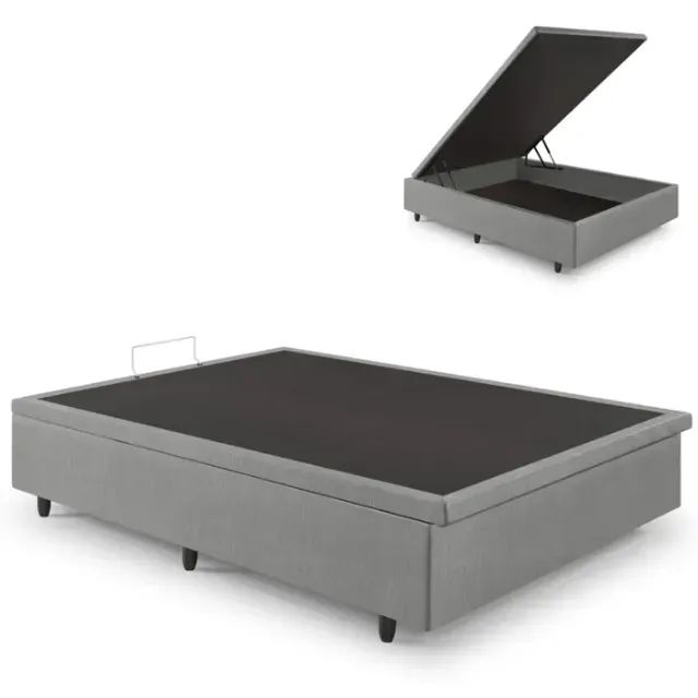 Cama Base Box Baú Viúva Cinza Medieval