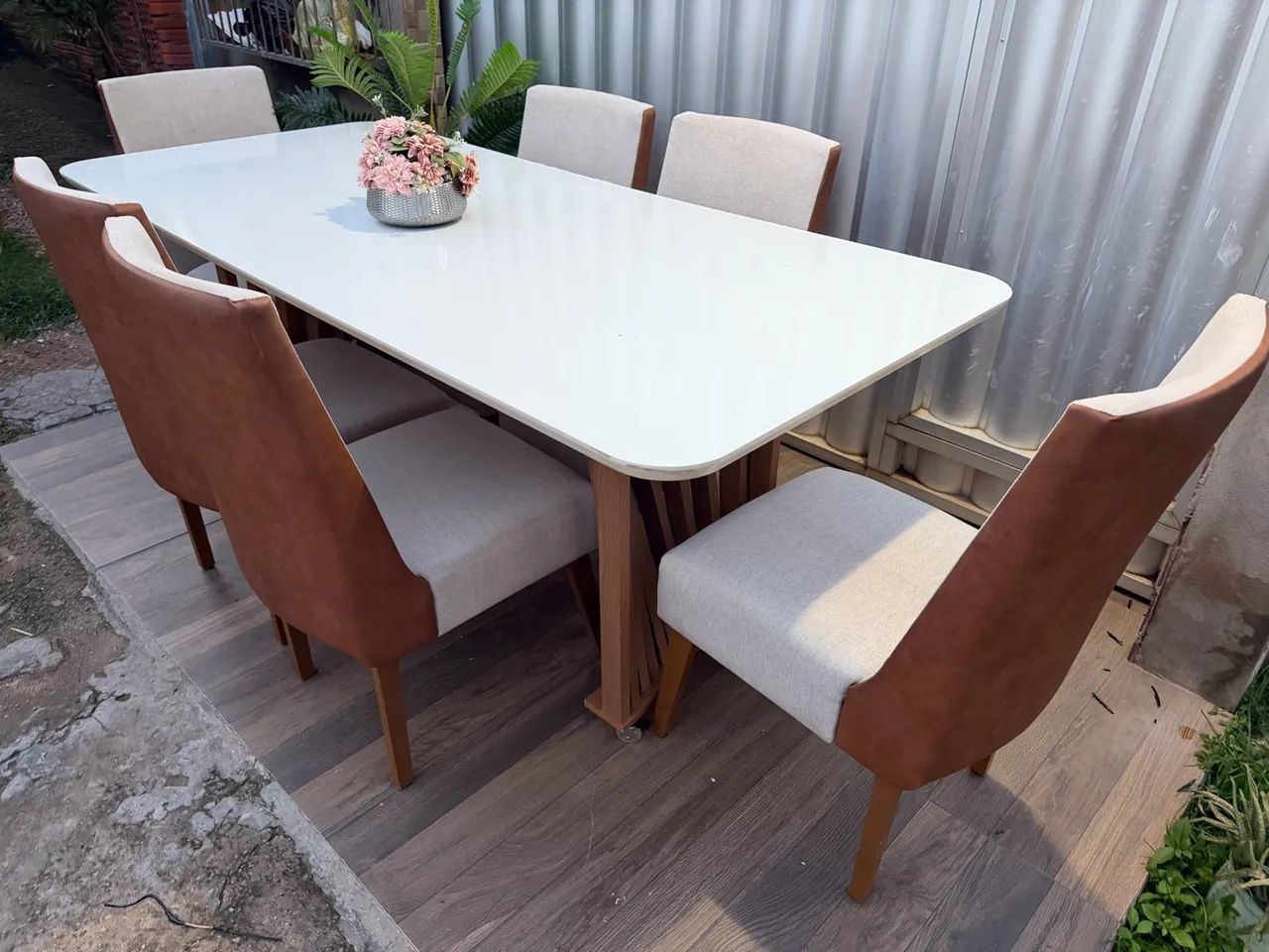 Conjunto de mesa de jantar 6  cadeiras