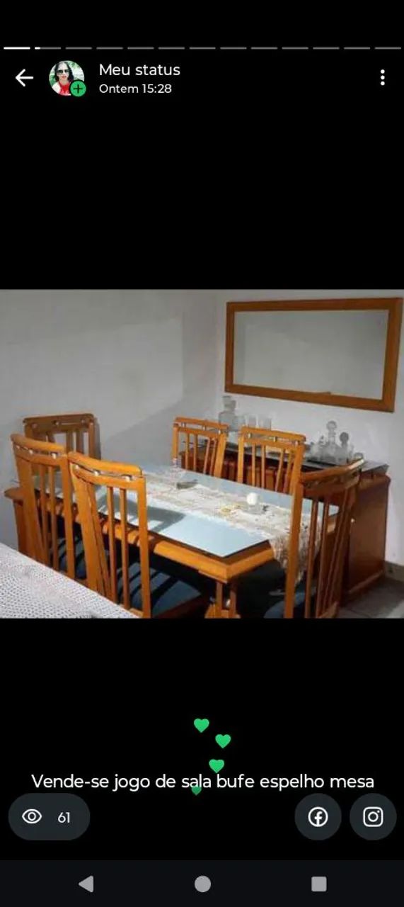 Mesa de vidro bufe e espelho 