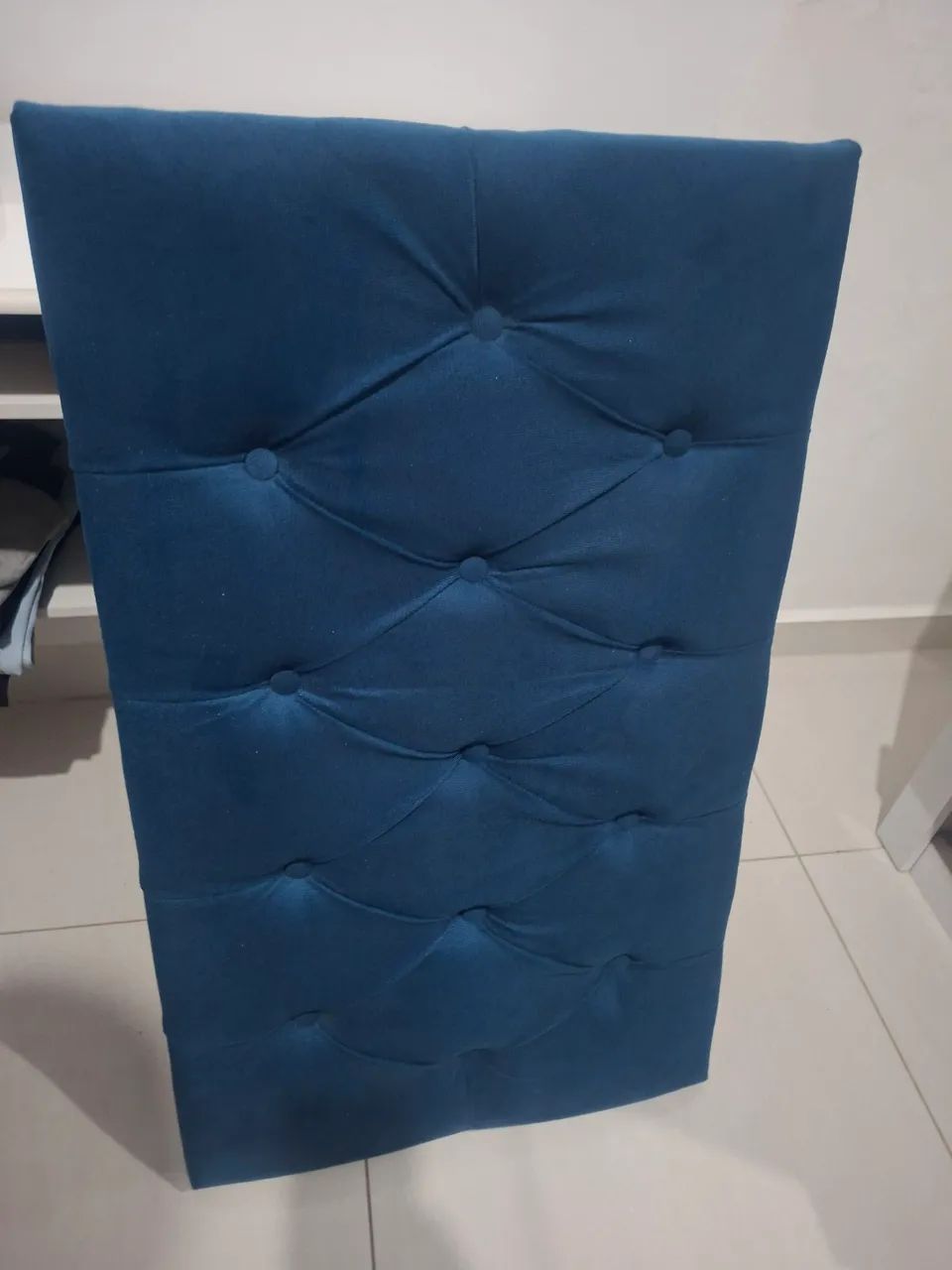 Cabeceira Estofada Solteiro Azul Capitonê - Ótimo Estado