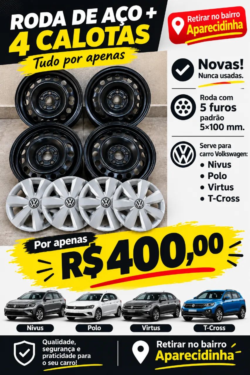 Roda de aço e calotas 