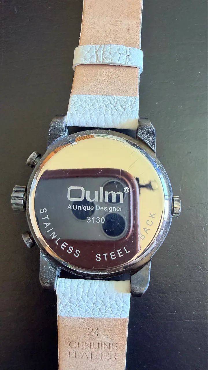 Relógio Olum Masculino Branco e Grafite - Foto 3