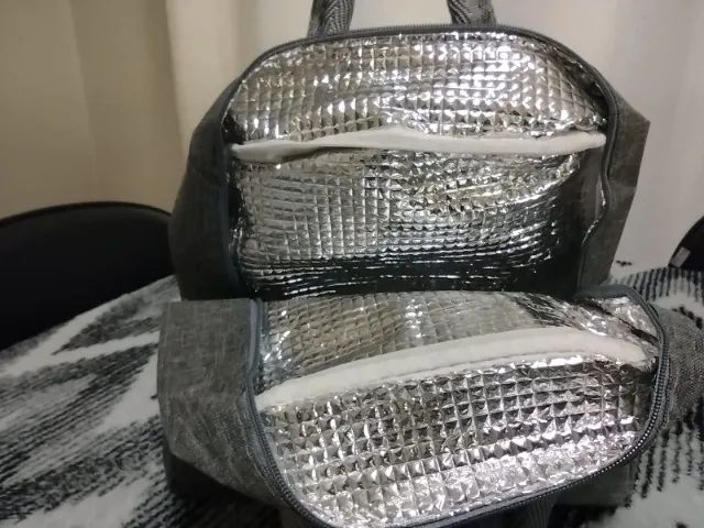 bolsa térmica cinza - lancheira com alça resistente - Foto 6