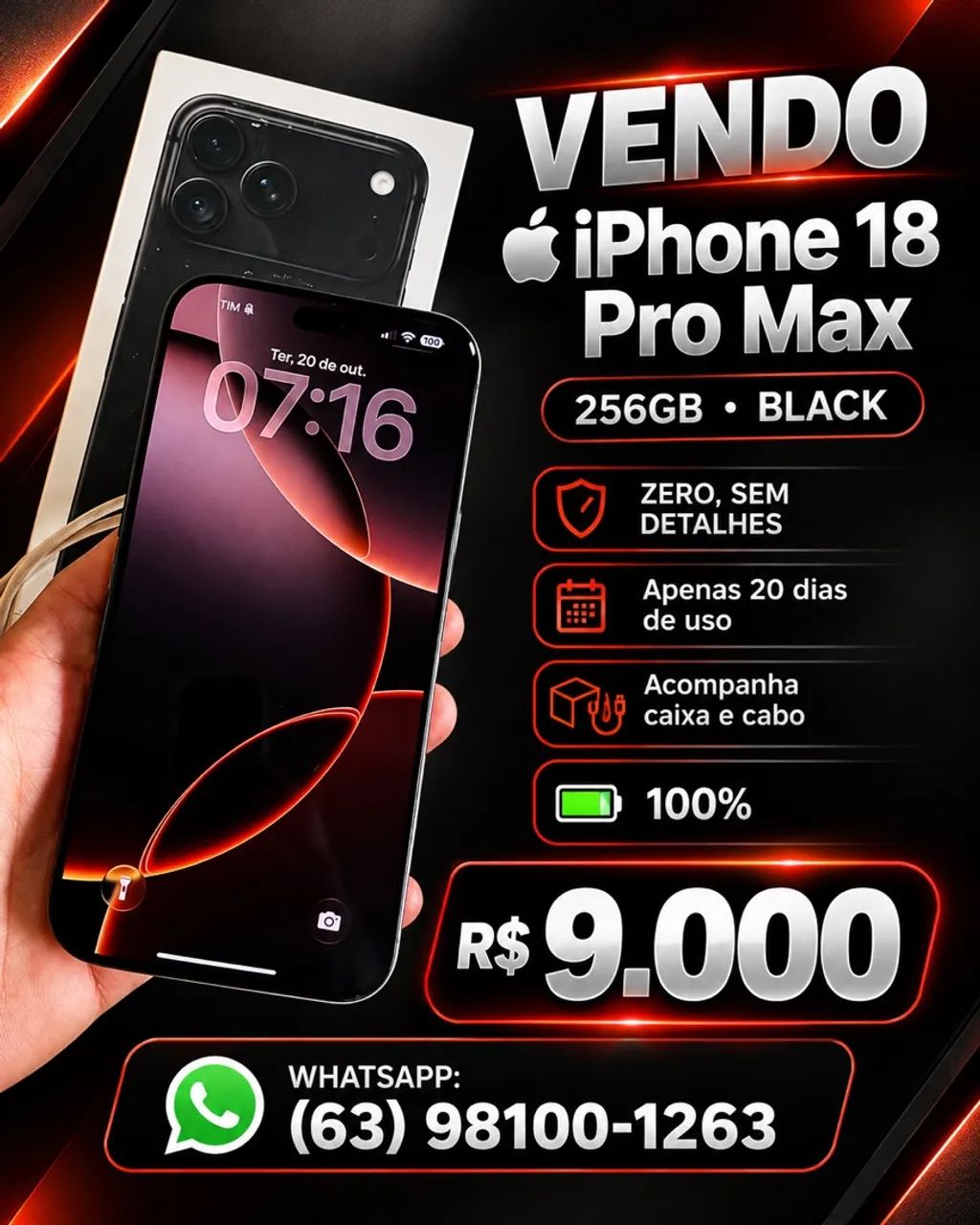 Vendo iPhone 18 Pro Max 256 black 