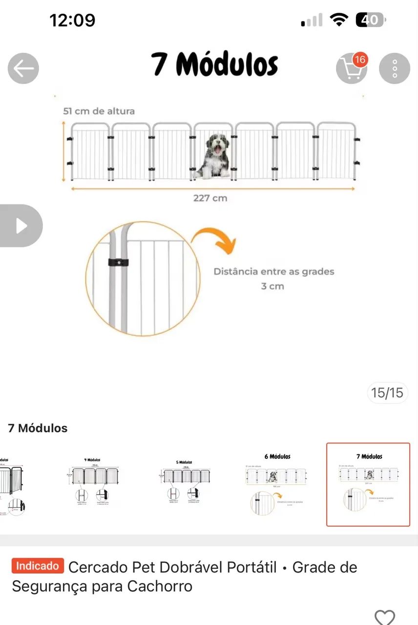 Cercado pet 7 módulos 