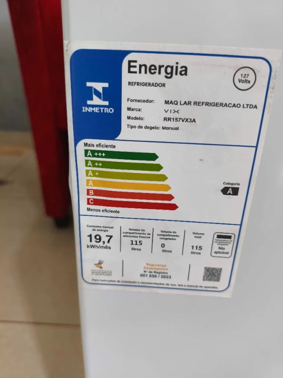Frigobar VIX 115L + Novo + Nota + 1 Ano Garantia Fábrica + Cartão 12x!!!  - Foto 3