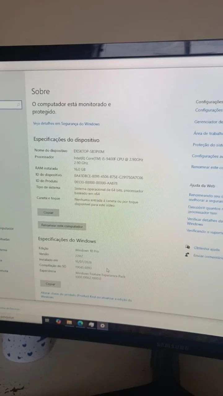 PC GAMER I5 9400F COM MONITOR AOC 24'
