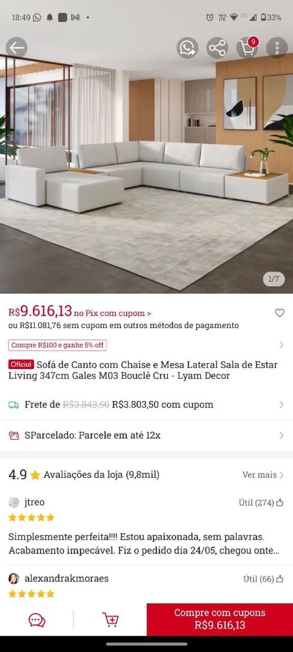 Vendo sofá em L de luxo - Foto 4