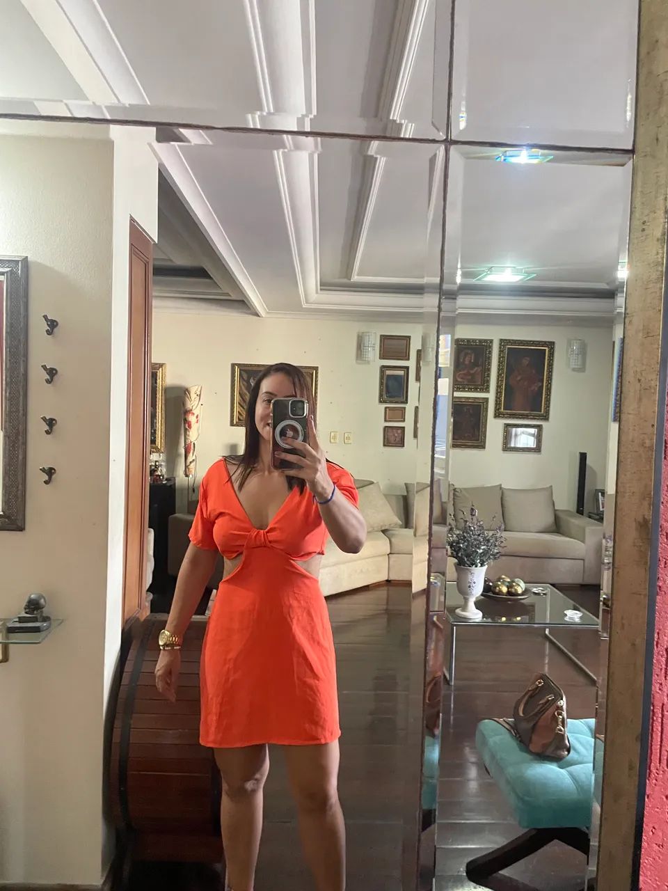 Vestido coral em crepe  - Foto 2