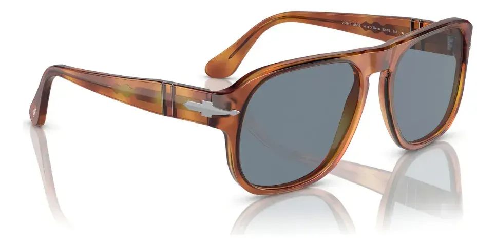 Óculos de Sol Persol Jean Marrom Lente Azul Acetato Retangular - Foto 2