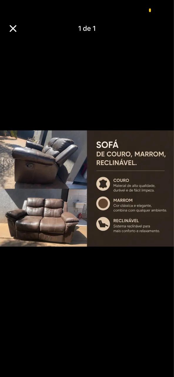 Sofá de Couro reclinável 