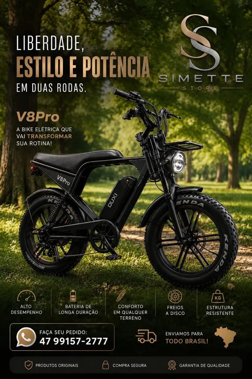 Bicicleta elétrica V8 pró 0km - Foto 2