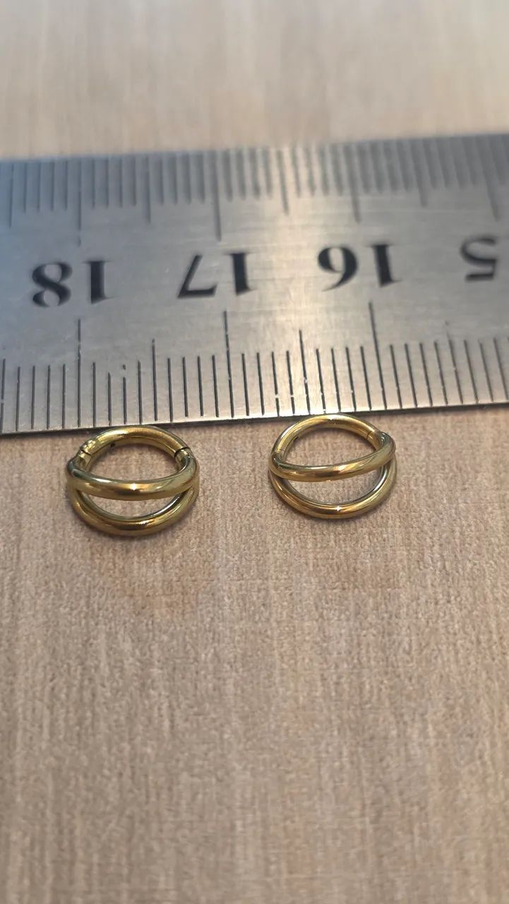 Piercing argola dupla titânio dourado 2 - Foto 2