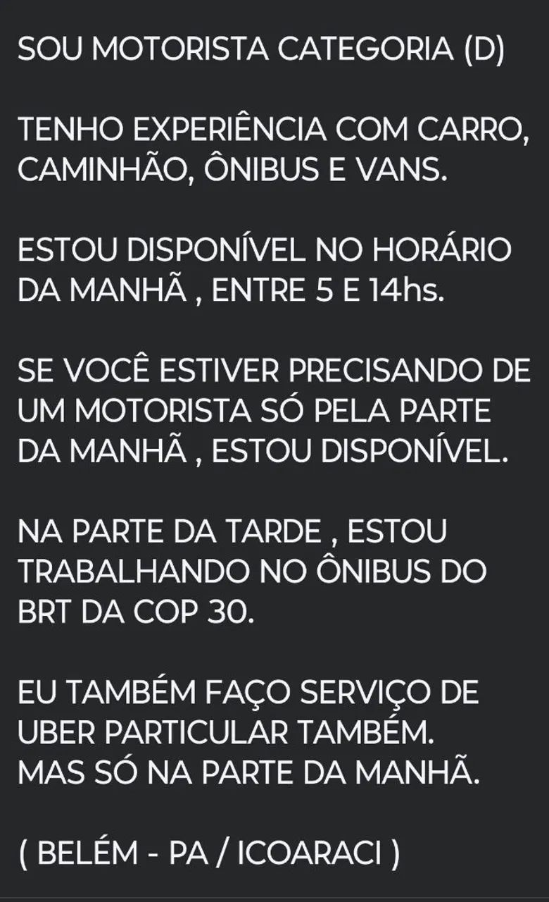 Motorista Cat. (D) Disponível