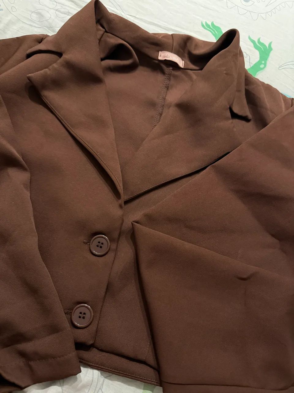 Cropped Blazer Bimô - Marrom - Tam M - Foto 3