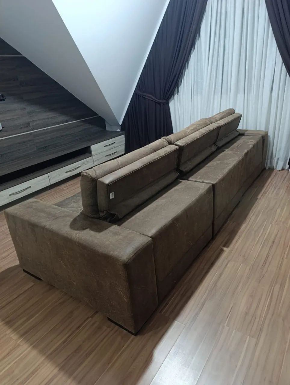 Sofá Retrátil e Reclinável 3,30m - Marrom - Ótimo Estado - Foto 3