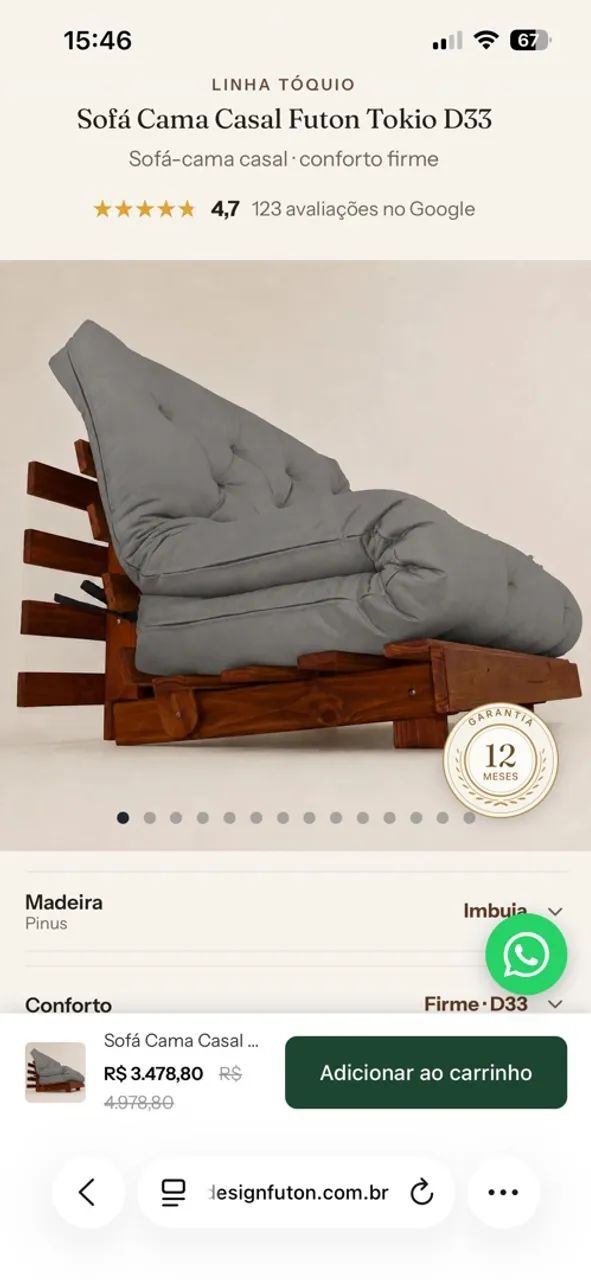Sofá-cama queen madeira maciça  - Foto 5