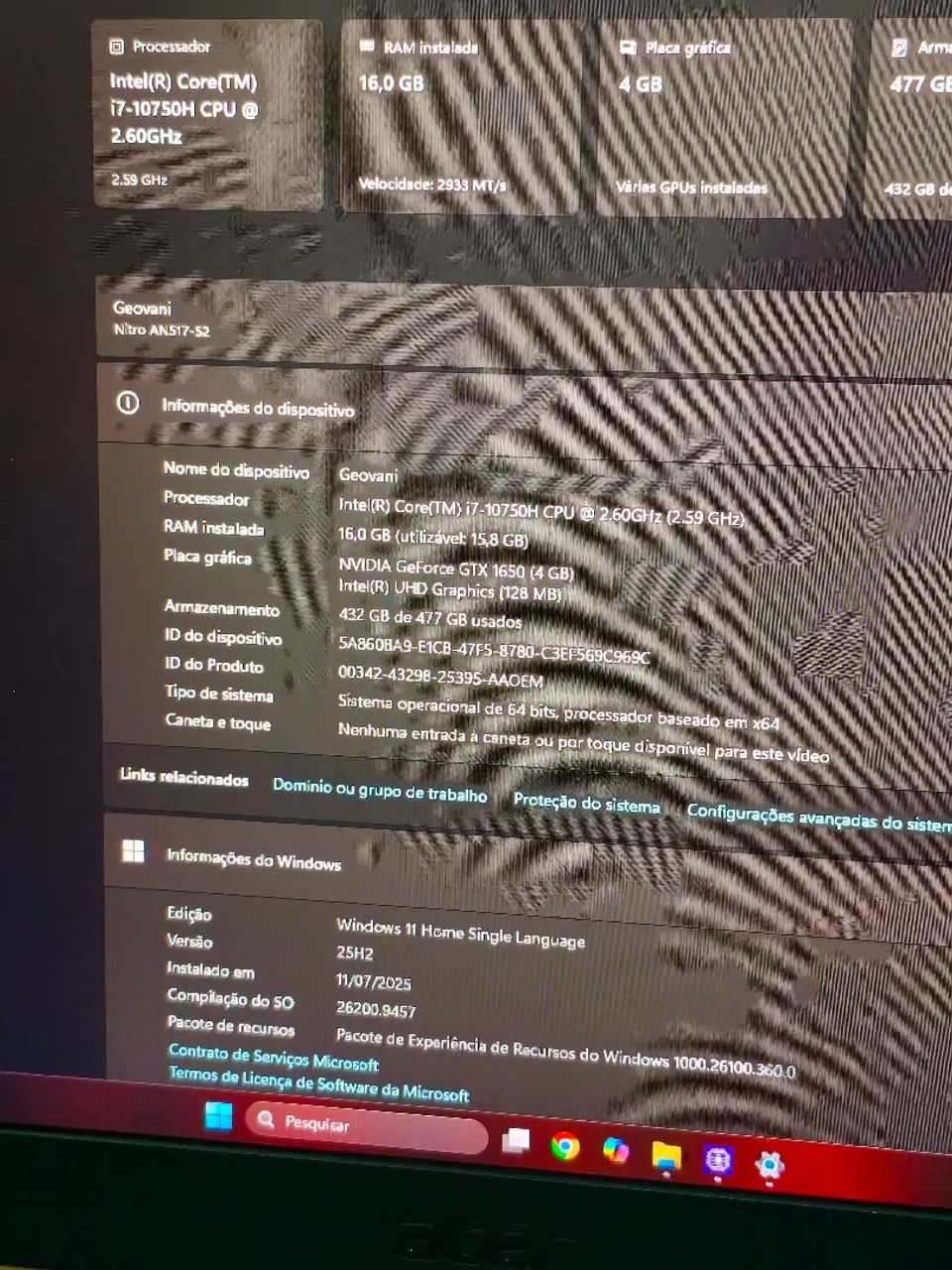 Acer Accer nitro i7, 16gb ram, gtx1650,  - Foto 4