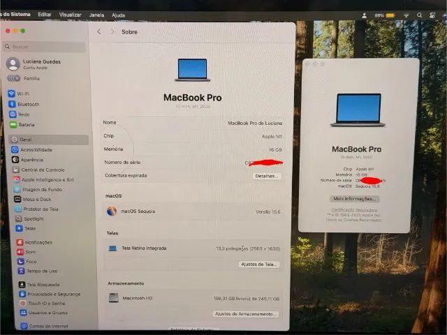 MacBook Pro 13 M1 2020 16GB RAM 256GB SSD - o Dobro da RAM