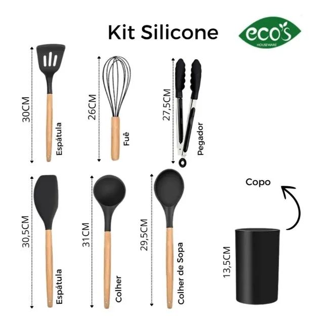 Conjunto de Utensílios Silicone 7 peças - Ecos