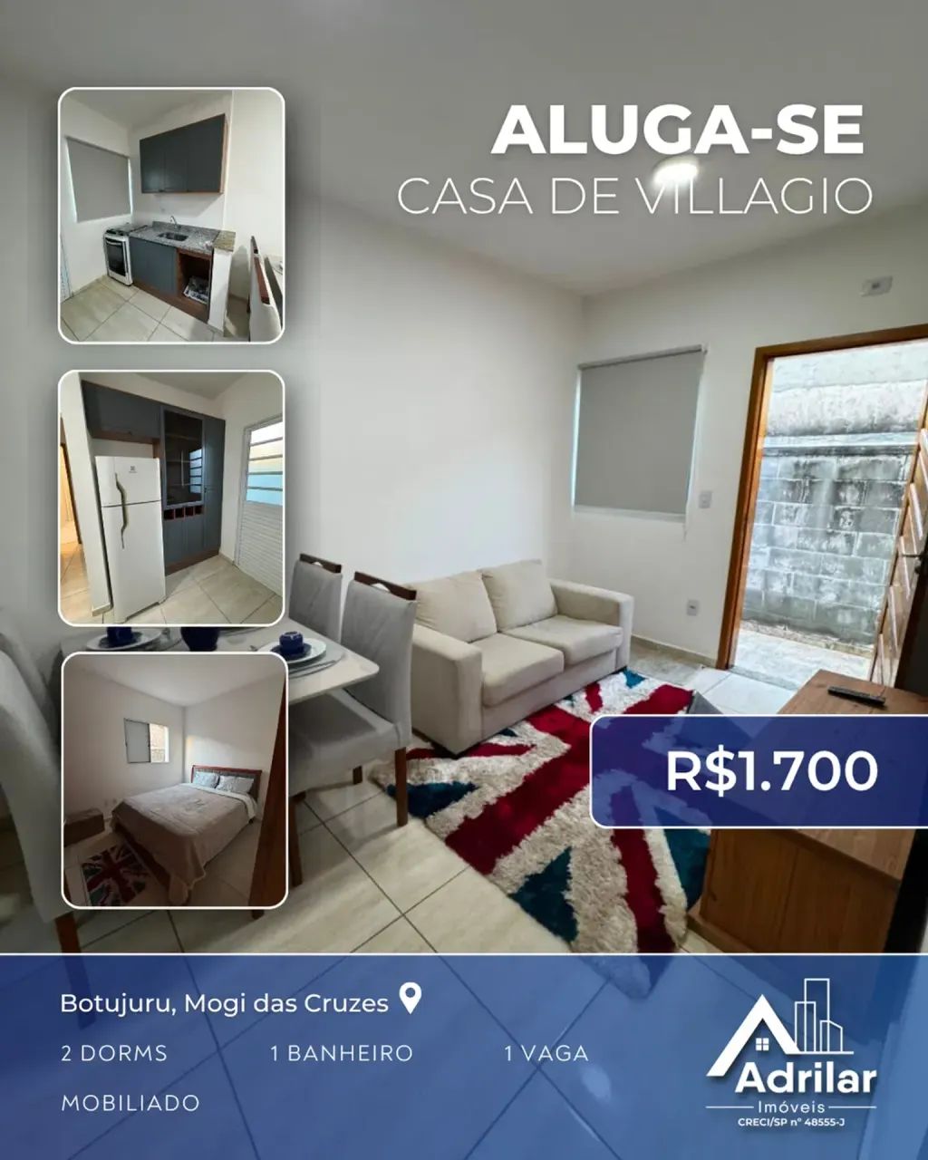 Imóvel para aluguel possui 45 metros quadrados com 2 quartos