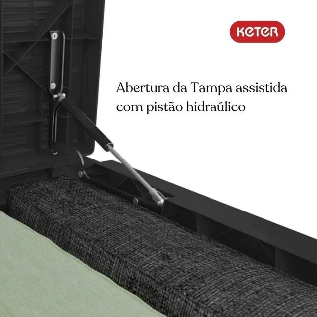 Bau Plástico 511L Keter Sumatra Marrom Quintal Piscina Sol/Chuva Banco 350kg - Foto 3