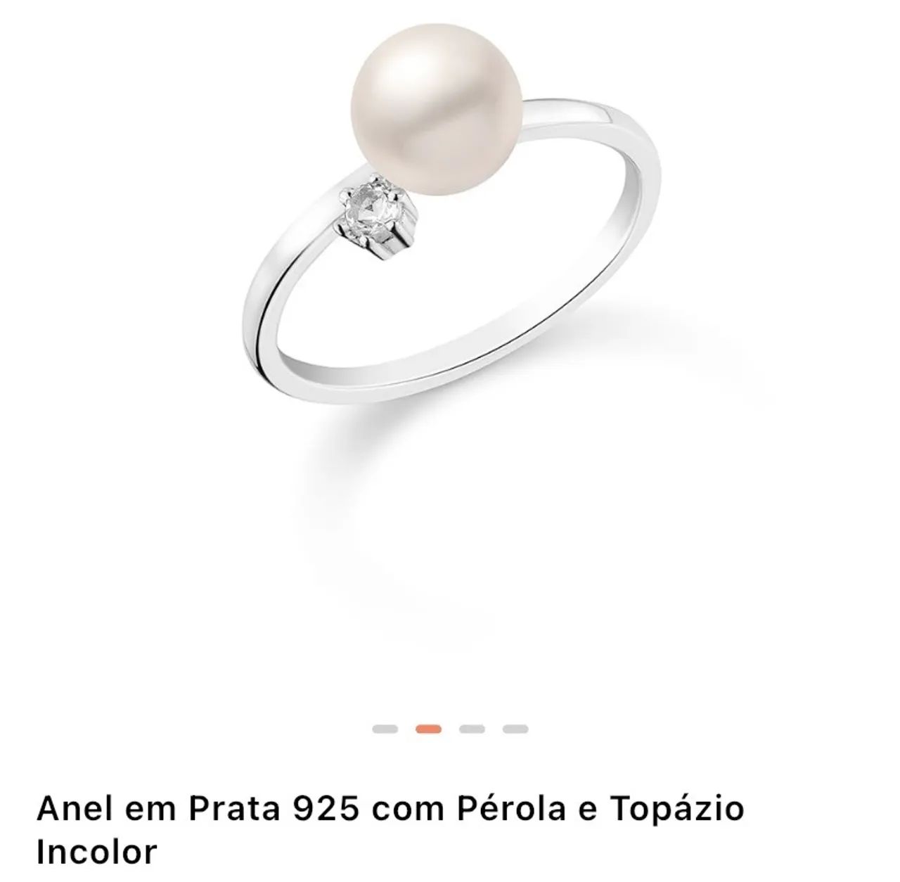 Anel Vivara Prata Pérola e Topázio tamanho 12 - Foto 2