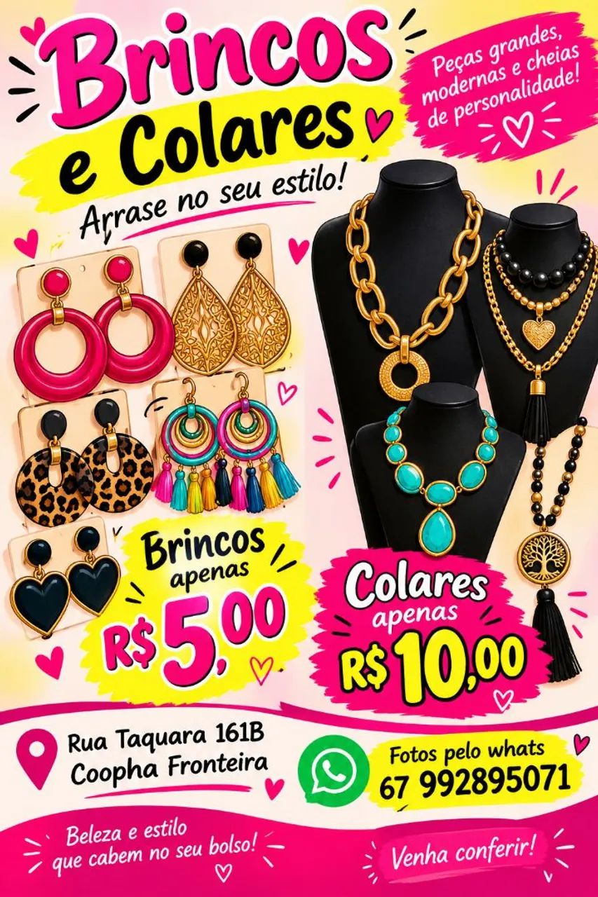 Brincos e colares