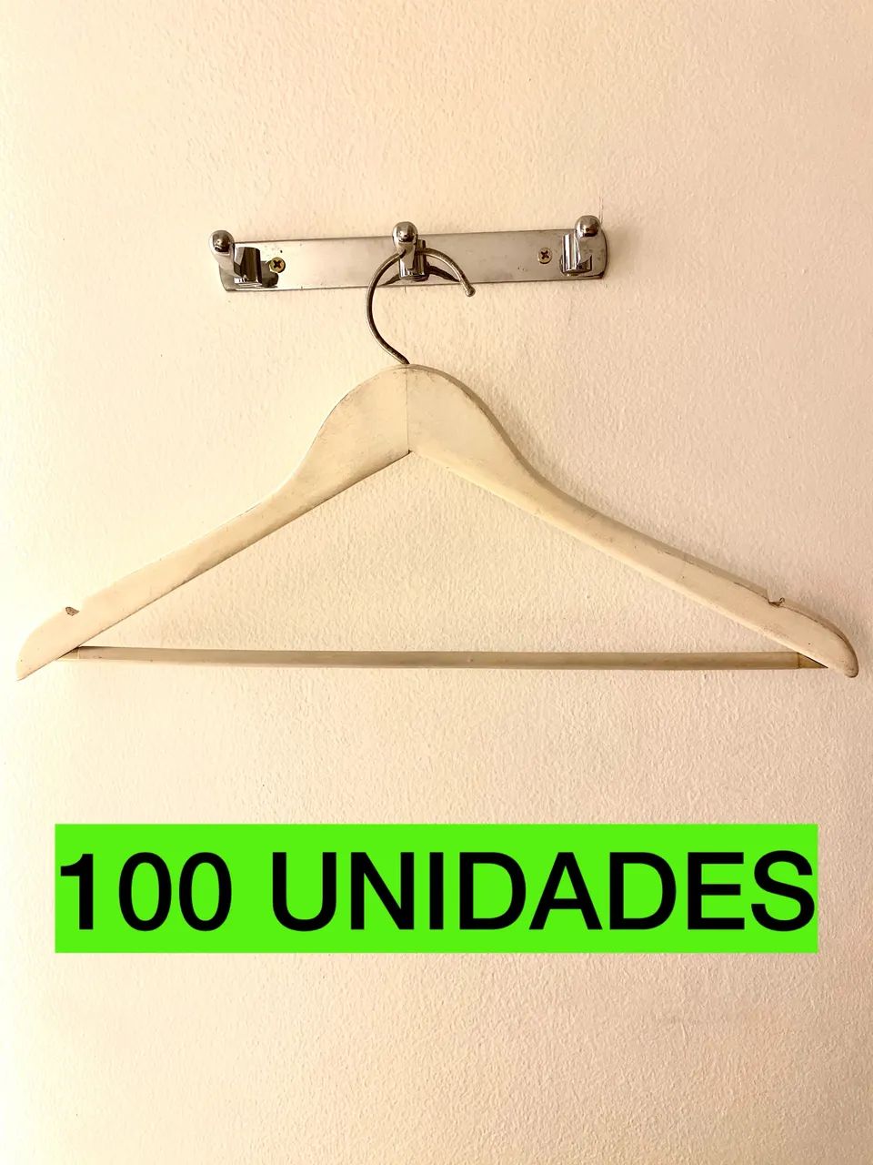 Cabide madeira branco (100 unidades)