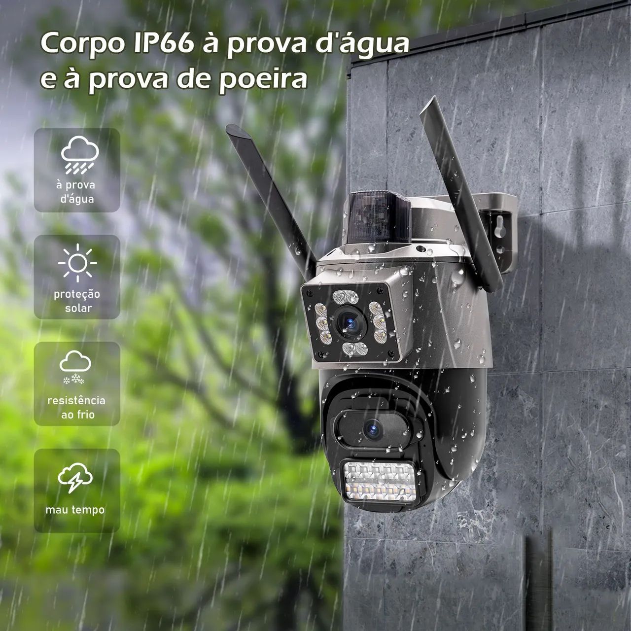 Câmera IP WIFI 6MP ICSee Onvif NVR Lente Dupla Detecção IA PTZ Zoom Vigilância Sirene - Foto 4