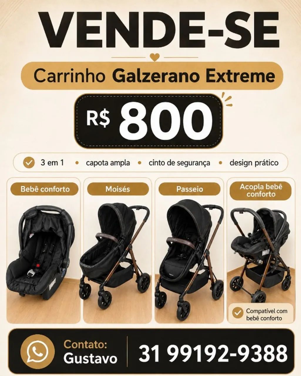 Carrinho de Bebê Galzerano