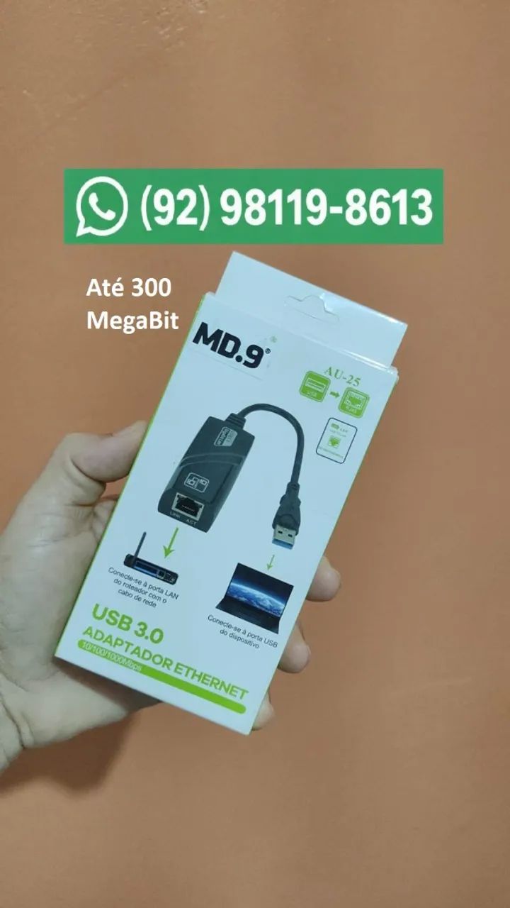 Adaptador USB Para placa de Rede RJ45 até 300megabit