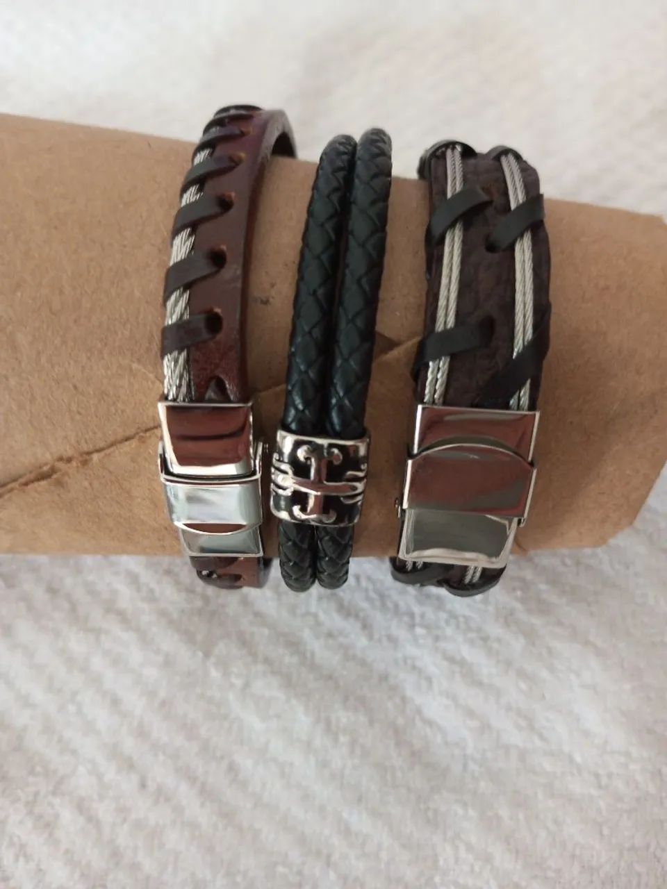 Kit com 3 Pulseiras Masculinas - Foto 5