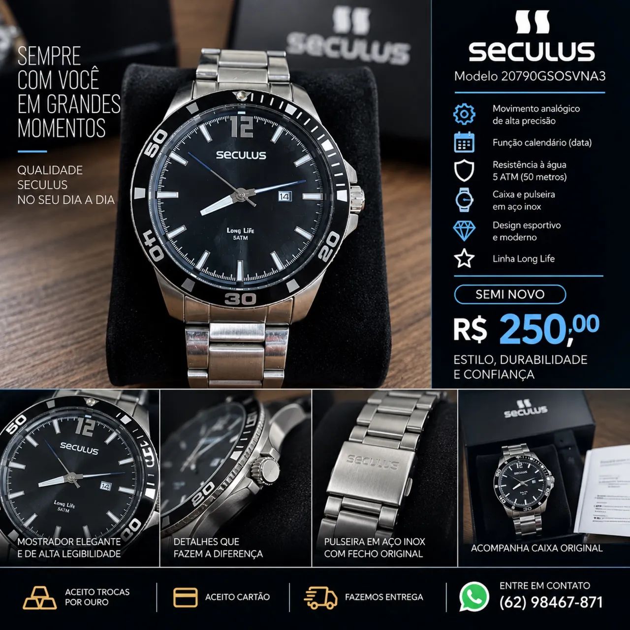 Relógio Seculus Long Life 