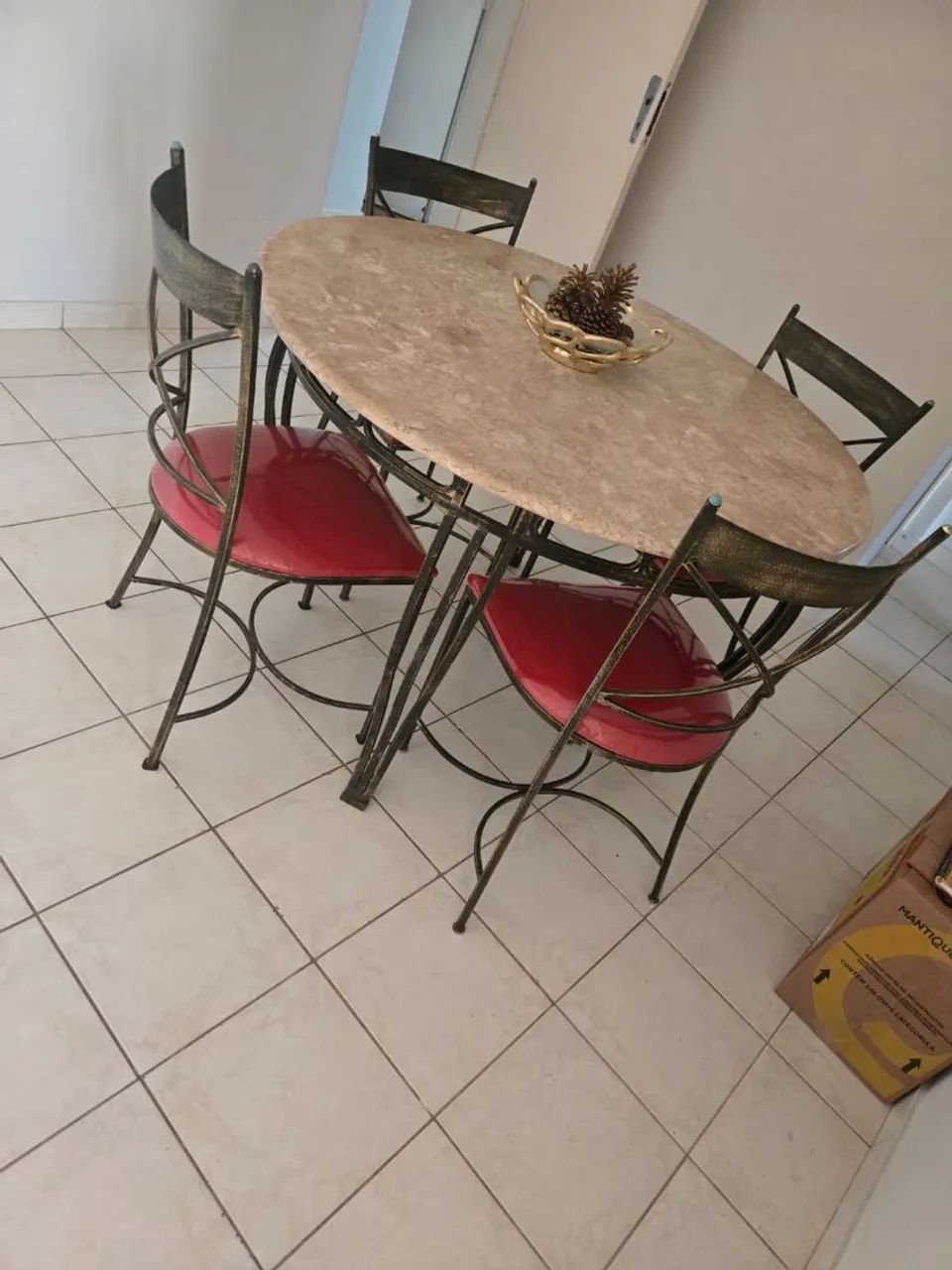 Mesa de ferro e mármore travertino - Foto 3