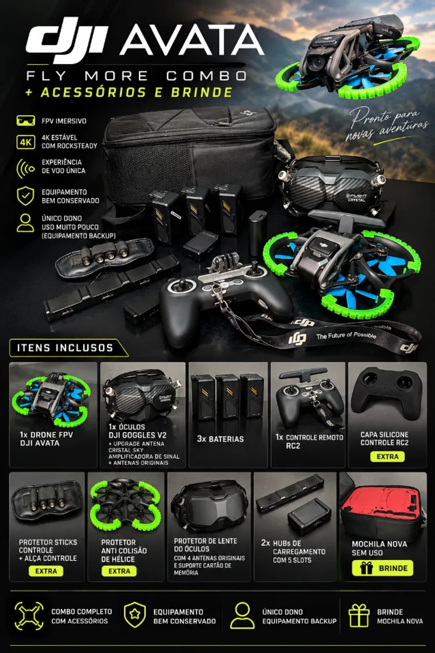 DJI Avata Fly More Combo + acessórios e brinde