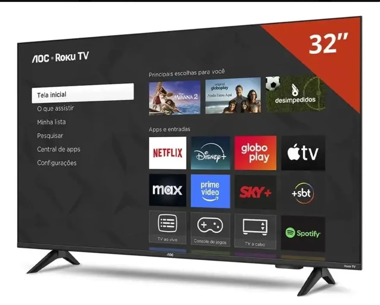Smart Tv LED Hd 32 Polegadas AOC Sistema Roku TV Wi-Fi HDMI