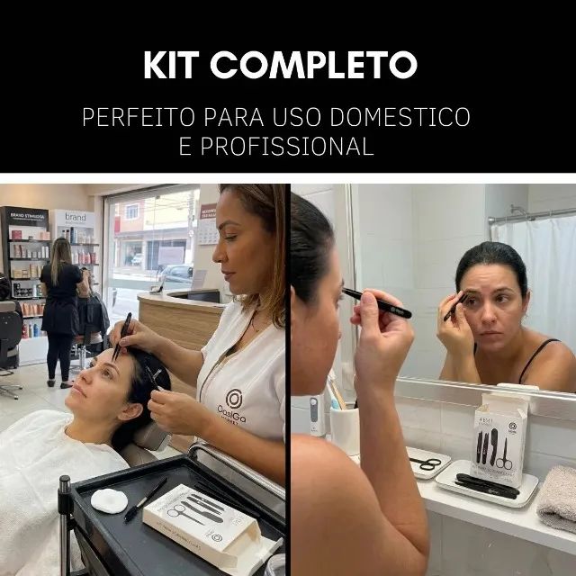 Kit P/ Design Sobrancelhas Tesoura, Navalha e Pinças Completo oasis - Foto 3