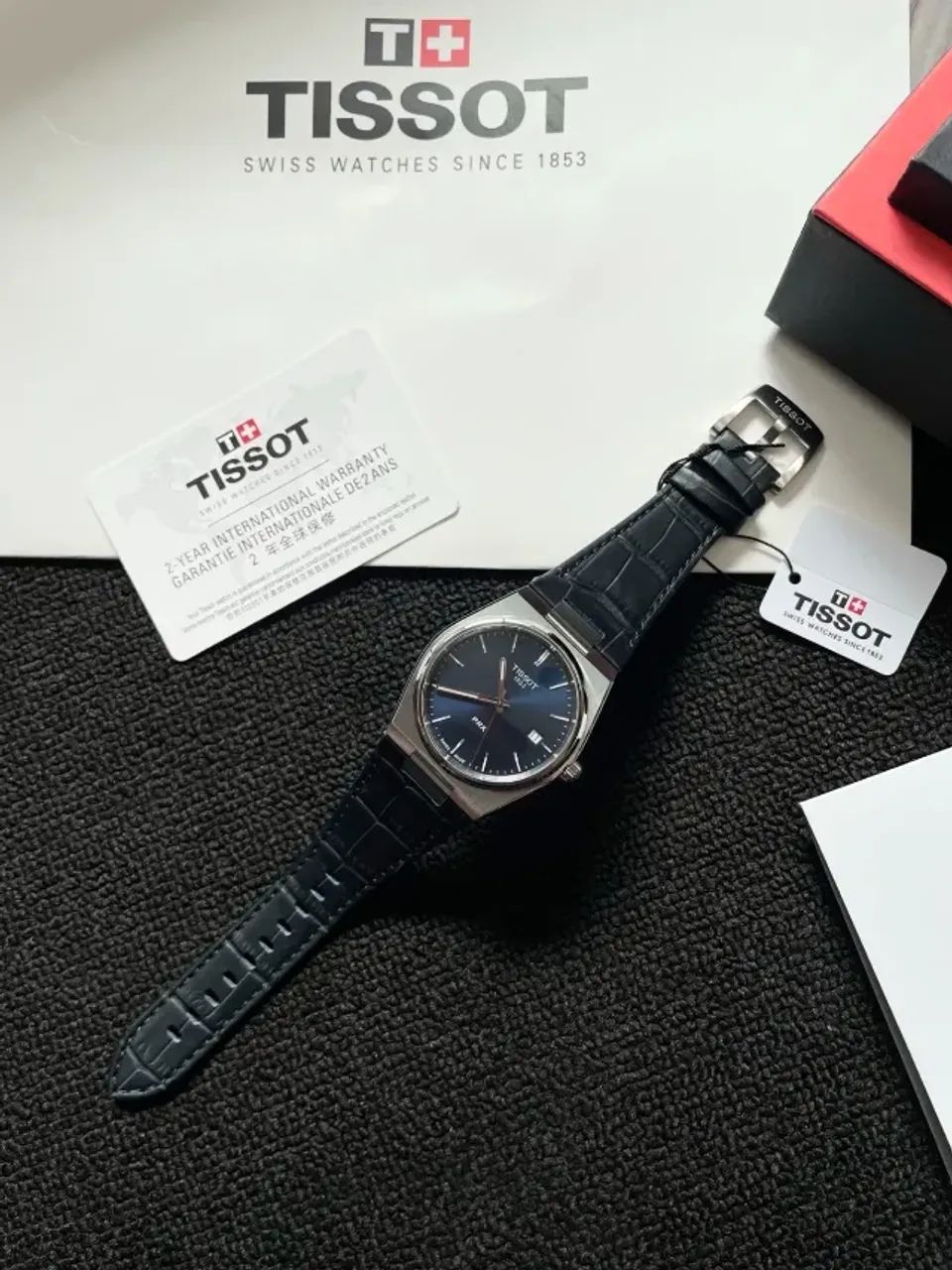 Tissot Prx Azul 40mm Pulseira Couro - Foto 4